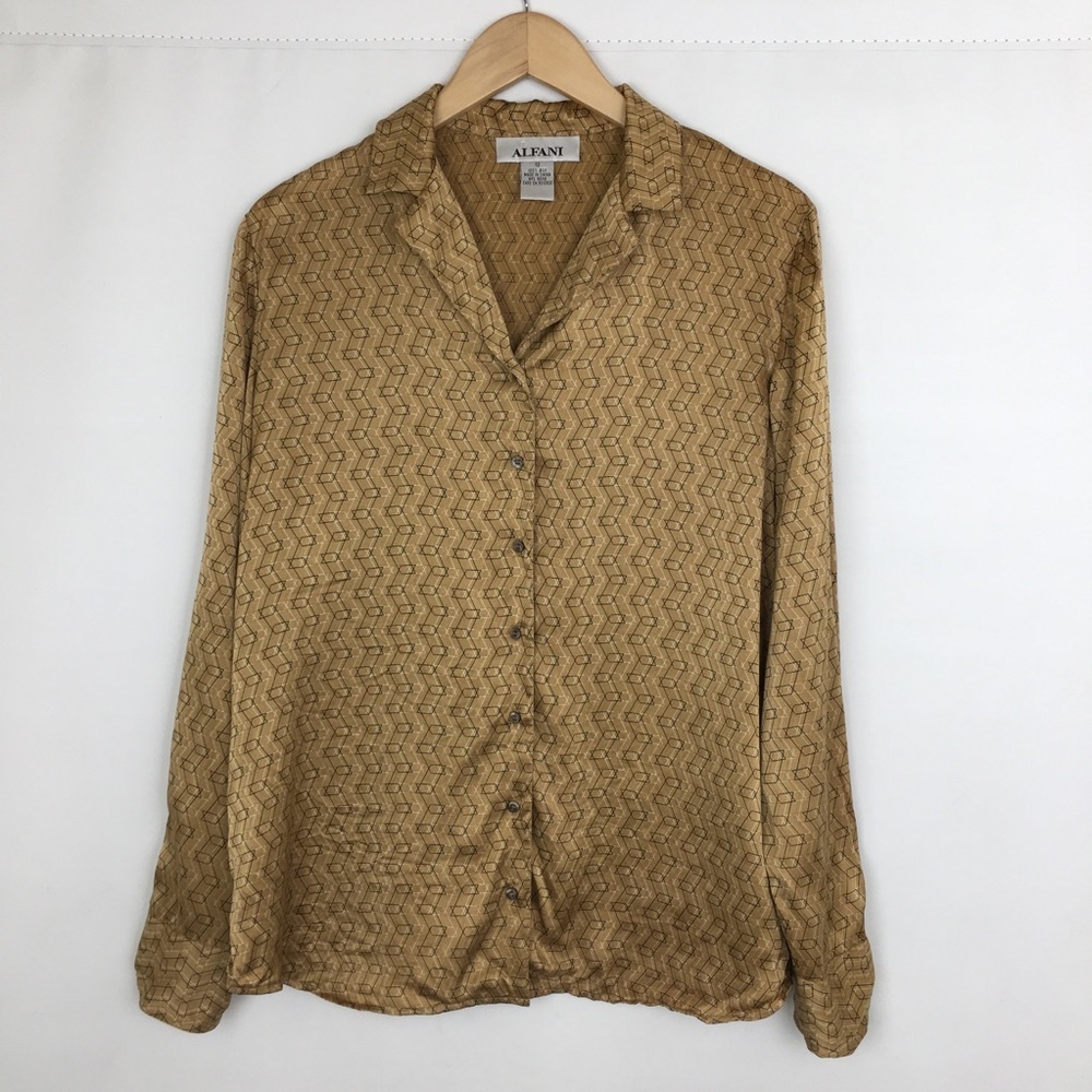 Alfani Gold Silk Blouse Women’s Size 12